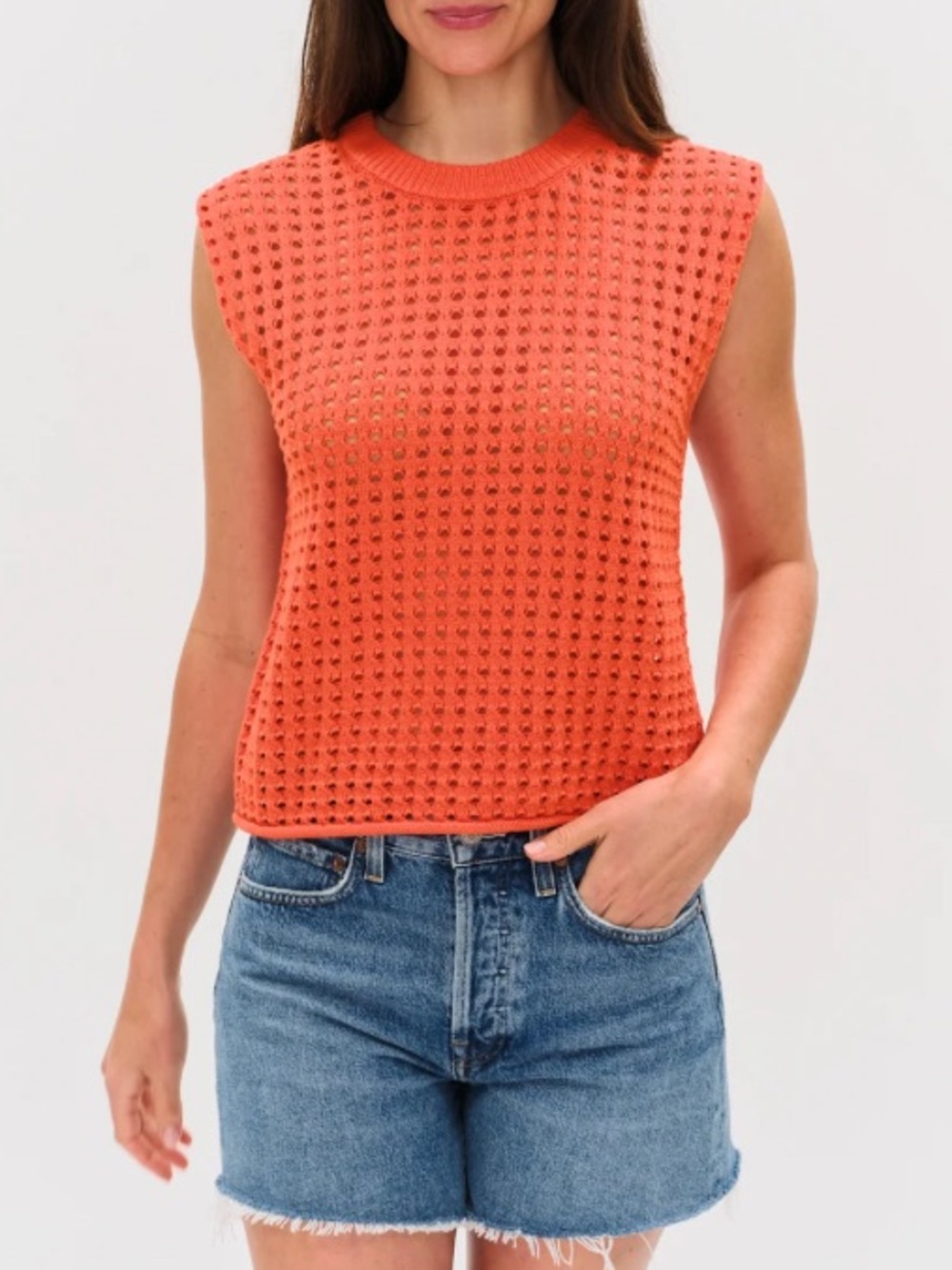 NWT Six/Fidty Montauk Crochet Tank-Tangerine colorway